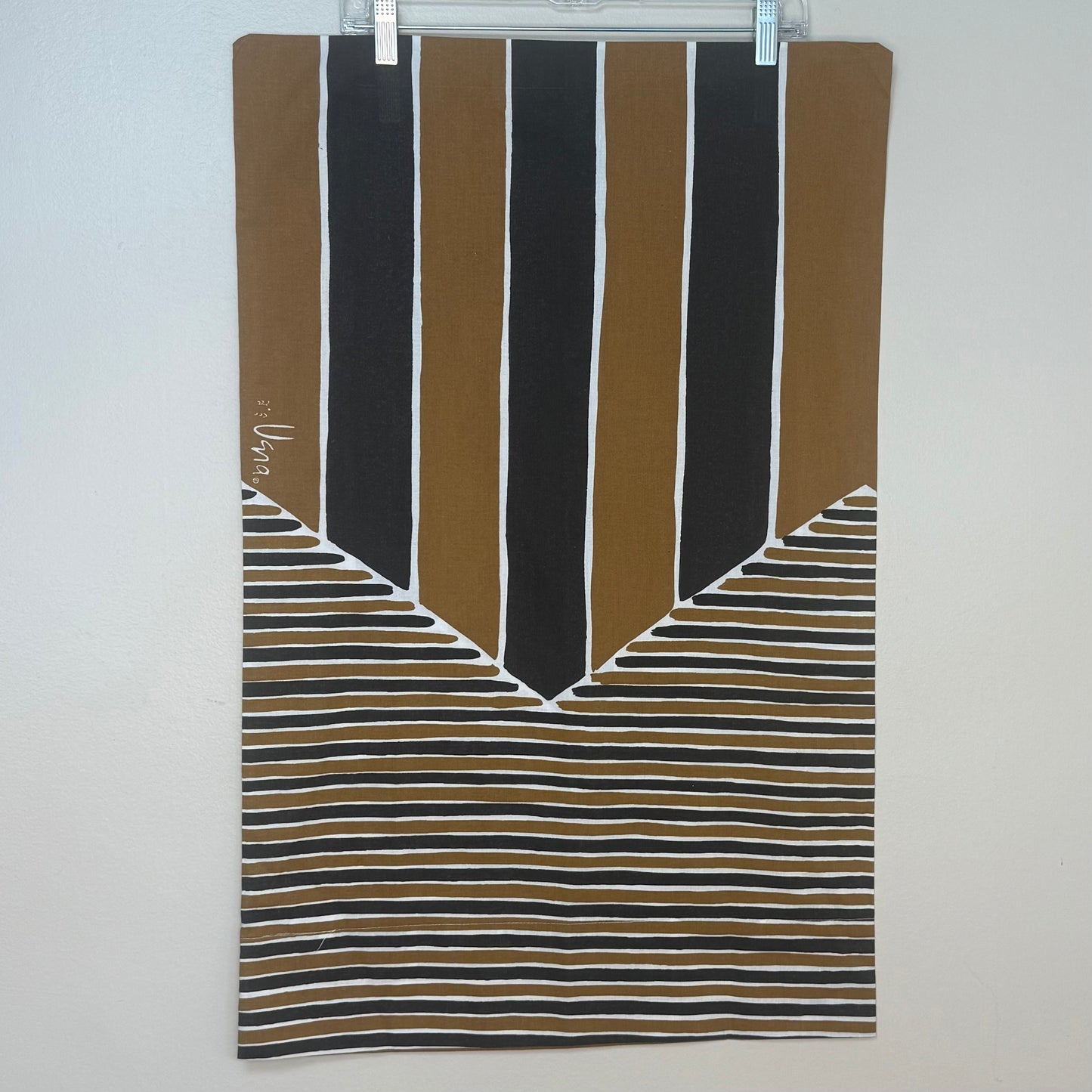 1970s Vera Neumann Spectator Stripe Pillow Case Set of 2, Brown and Black, Vera Collection by Burlington