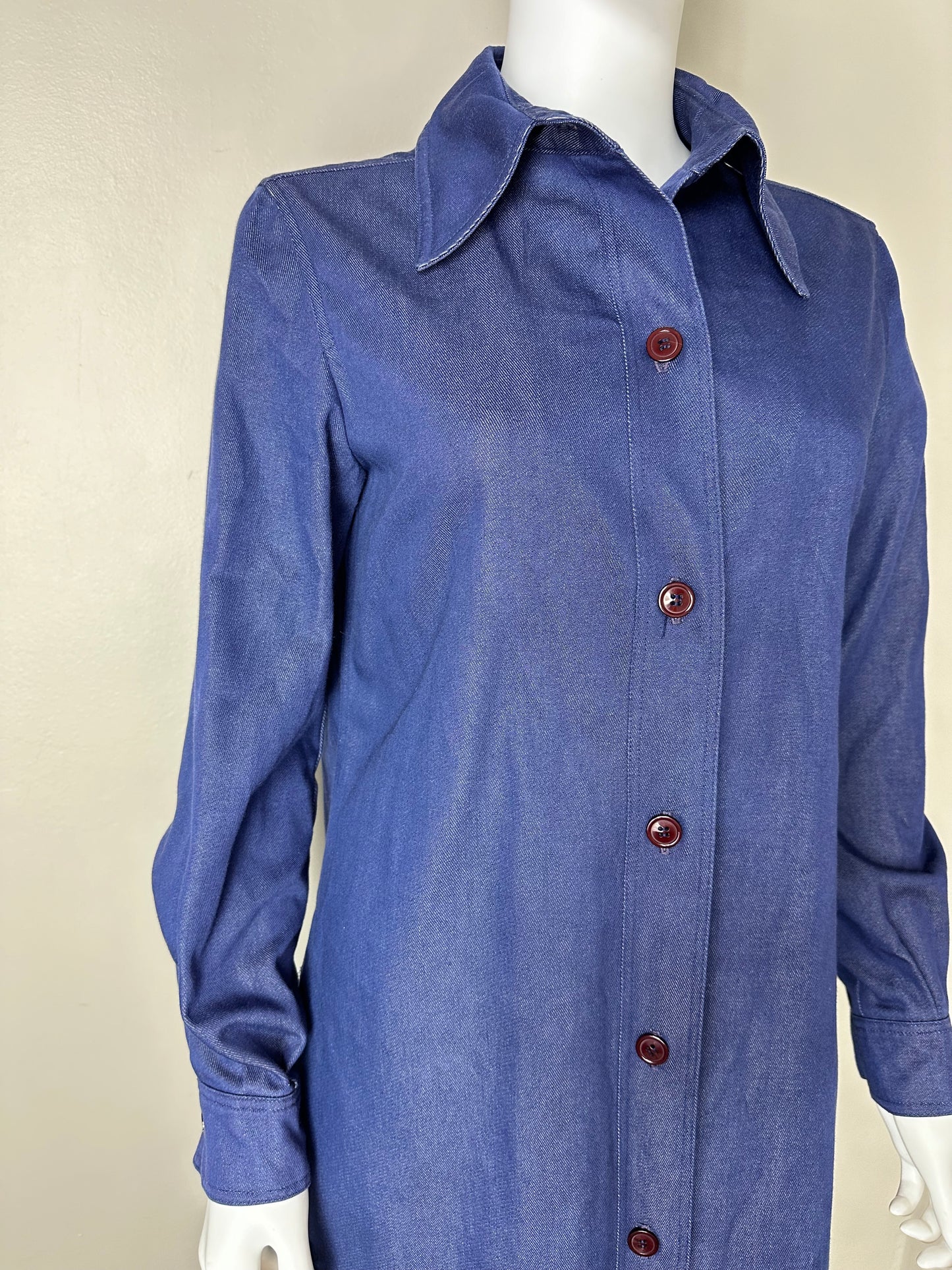 1970s Halston Denim Dress Coat, Rain Jacket, Halston Three Size S-M, Neiman Marcus