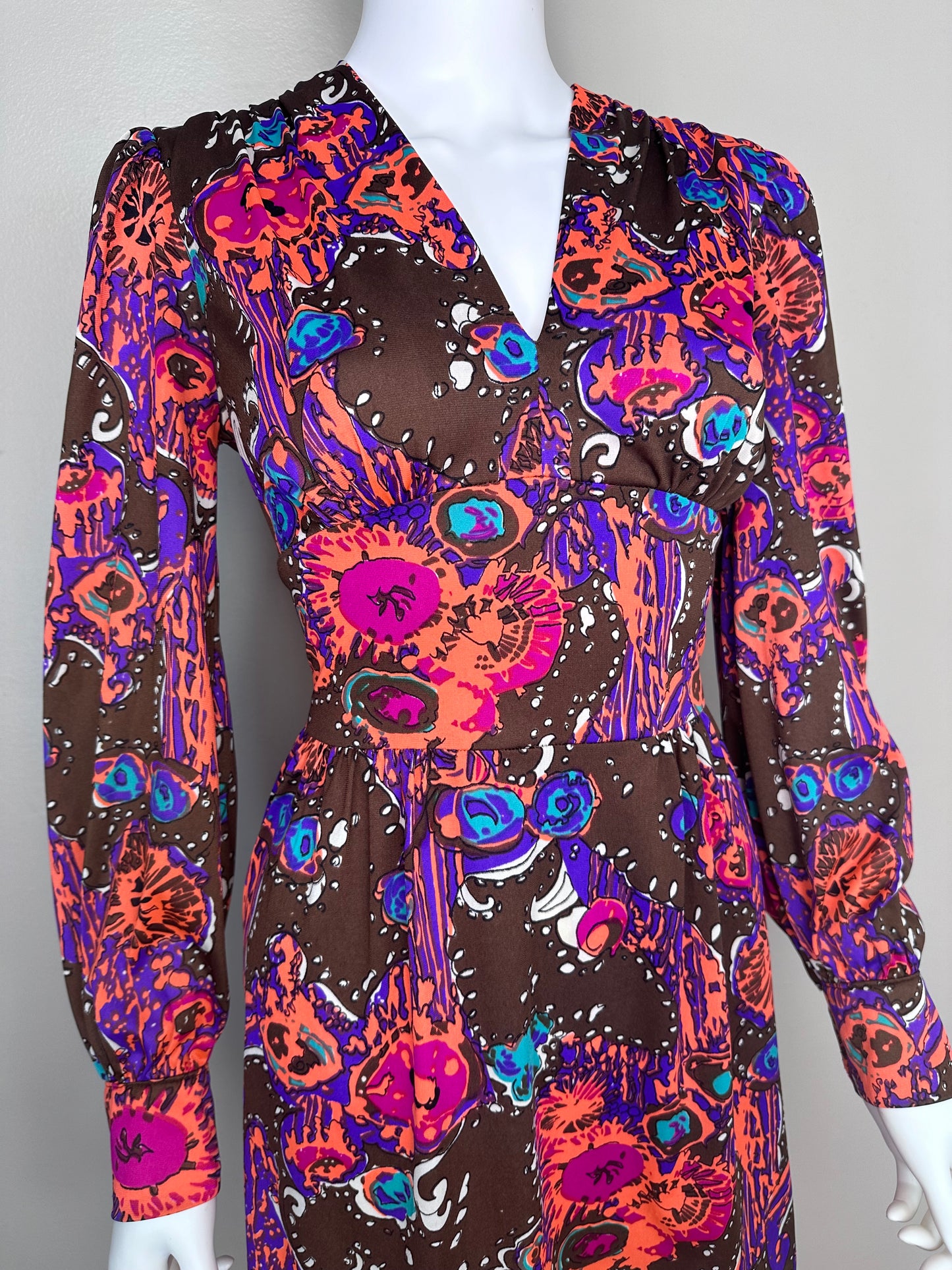 1970s Psychedelic Print Mini Dress, Sundays Child California