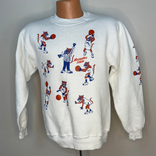 1980s Memphis State University Tigers Basketball Sweatshirt, MSU, All Over Print, Jansport Size M