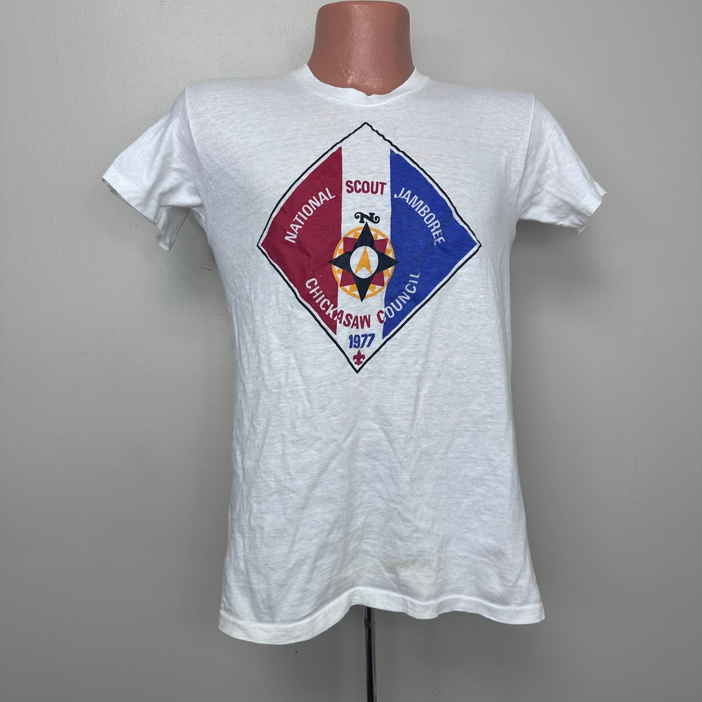 1970s National Boy Scout Jamboree Chickasaw Council 1977 T-Shirt, Hanes Size Small, BSA