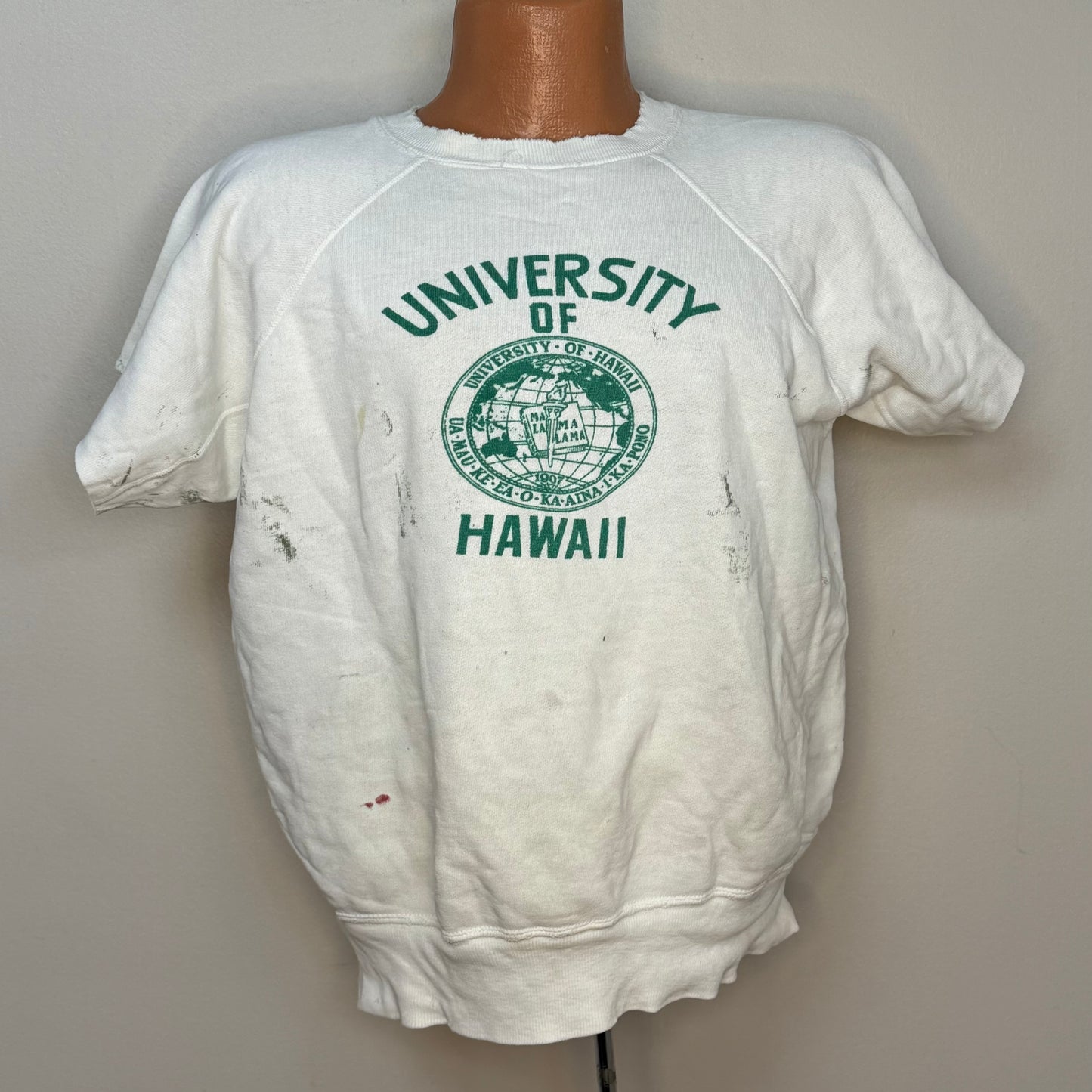 1960s University of Hawaii Sweatshirt, Distressed, Size Large-XL