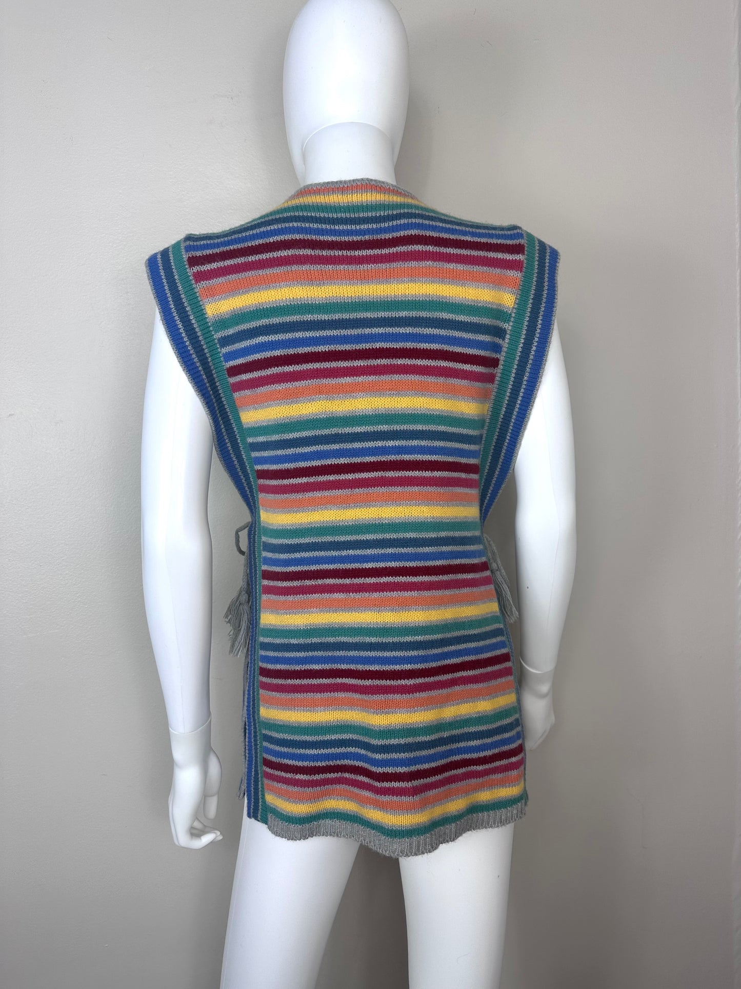 1970s/80s Rainbow Stripe Sweater Vest Poncho, Pandora