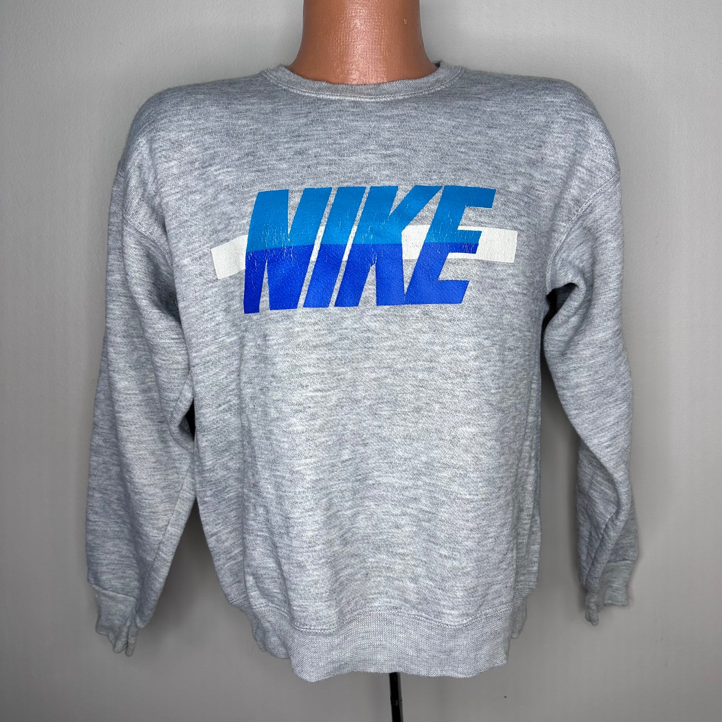 1980s/90s Nike Sweatshirt, Size Medium, Grey Crewneck, Pullover Spell Out, Gray Tag