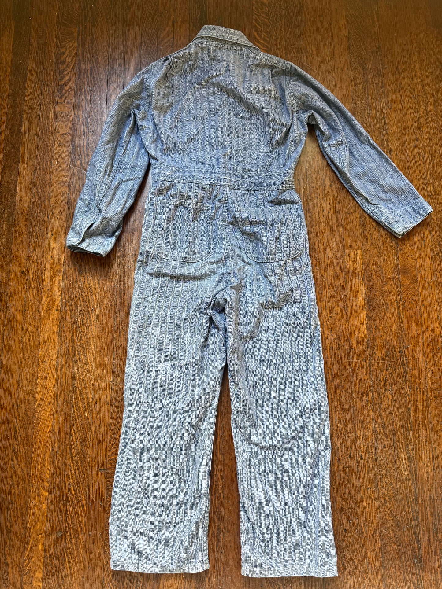 1950s/60s Kids’ Blue Herringbone Twill Coveralls, Big Ben Sanforized Size 8/10, Zip up