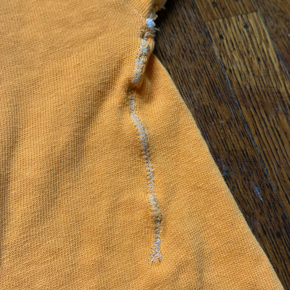 1960s Orange Cotton Jersey, Russell Athletic Size Large, No 22, Distressed