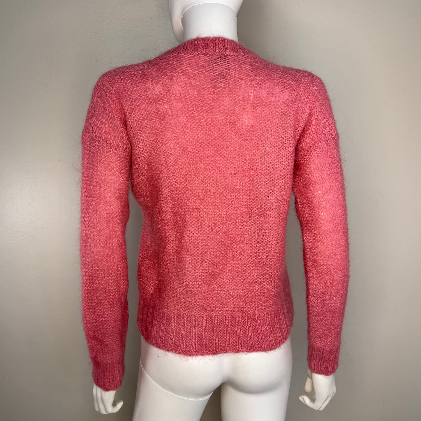 1980s Bubblegum Pink Mohair Cable Knit Sweater, Erika Size Small