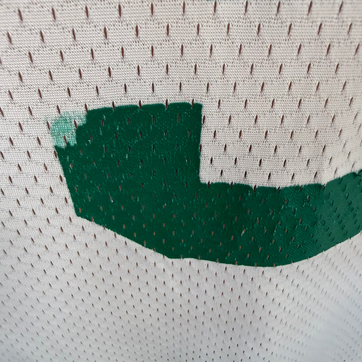 1970s White and Green Mesh Jersey, Southern Athletic Size Large, No. 33