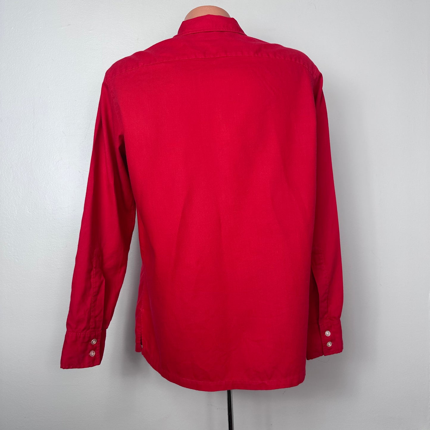 1950s/60s Soft Red Shirt, Size Medium, Woven in Great Britain