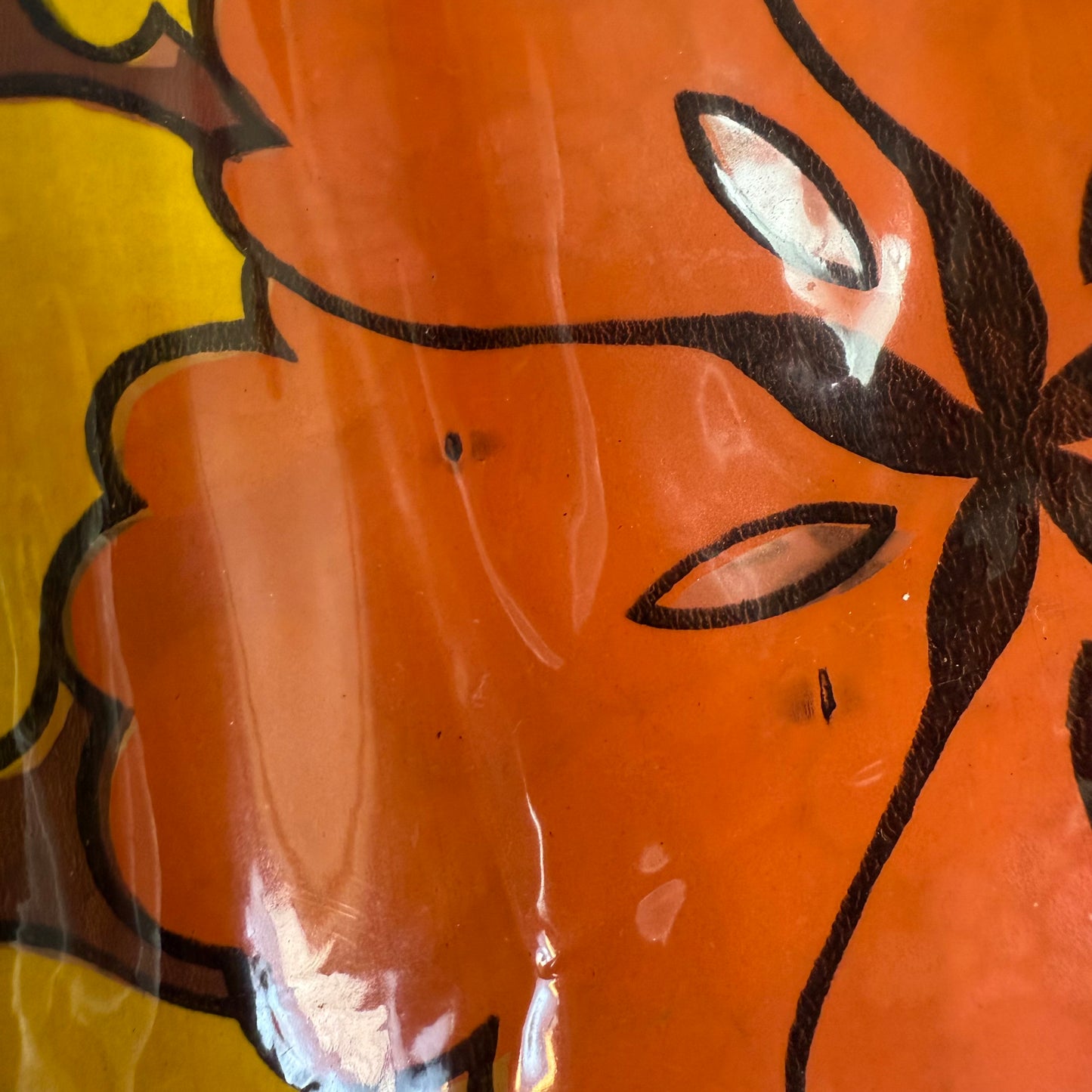 1970s Plastic Floral Tote Bag, Shopping, Beach, Flower Power