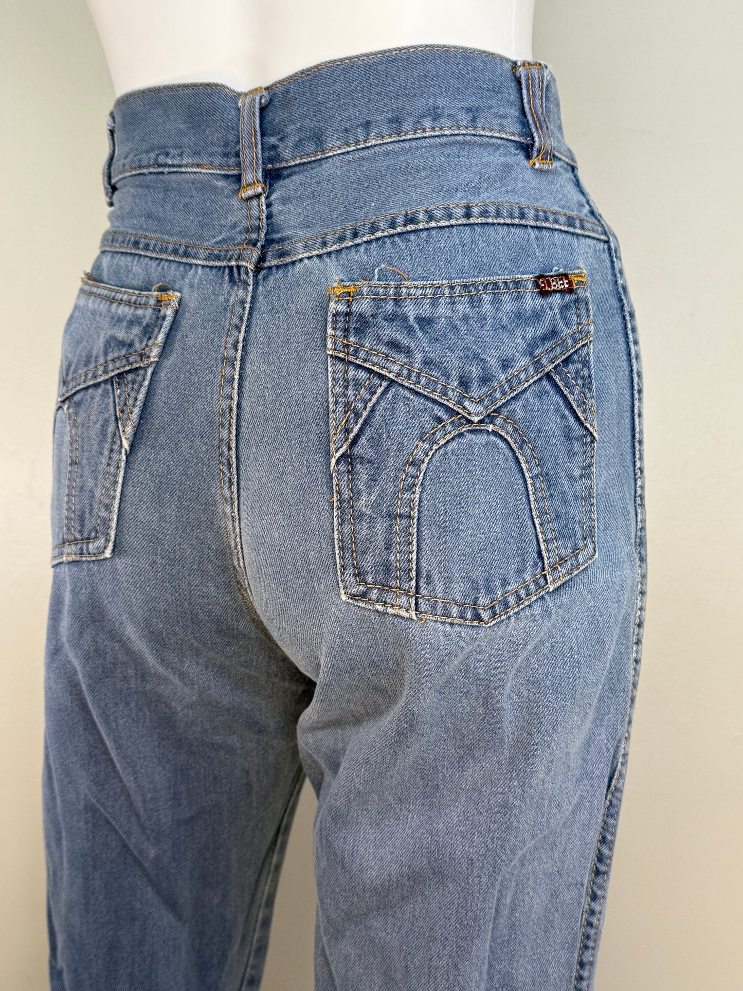 1970s/80s Blue Jeans, High Rise, Straight Leg, Elbee Size 0, 25"x30.5"