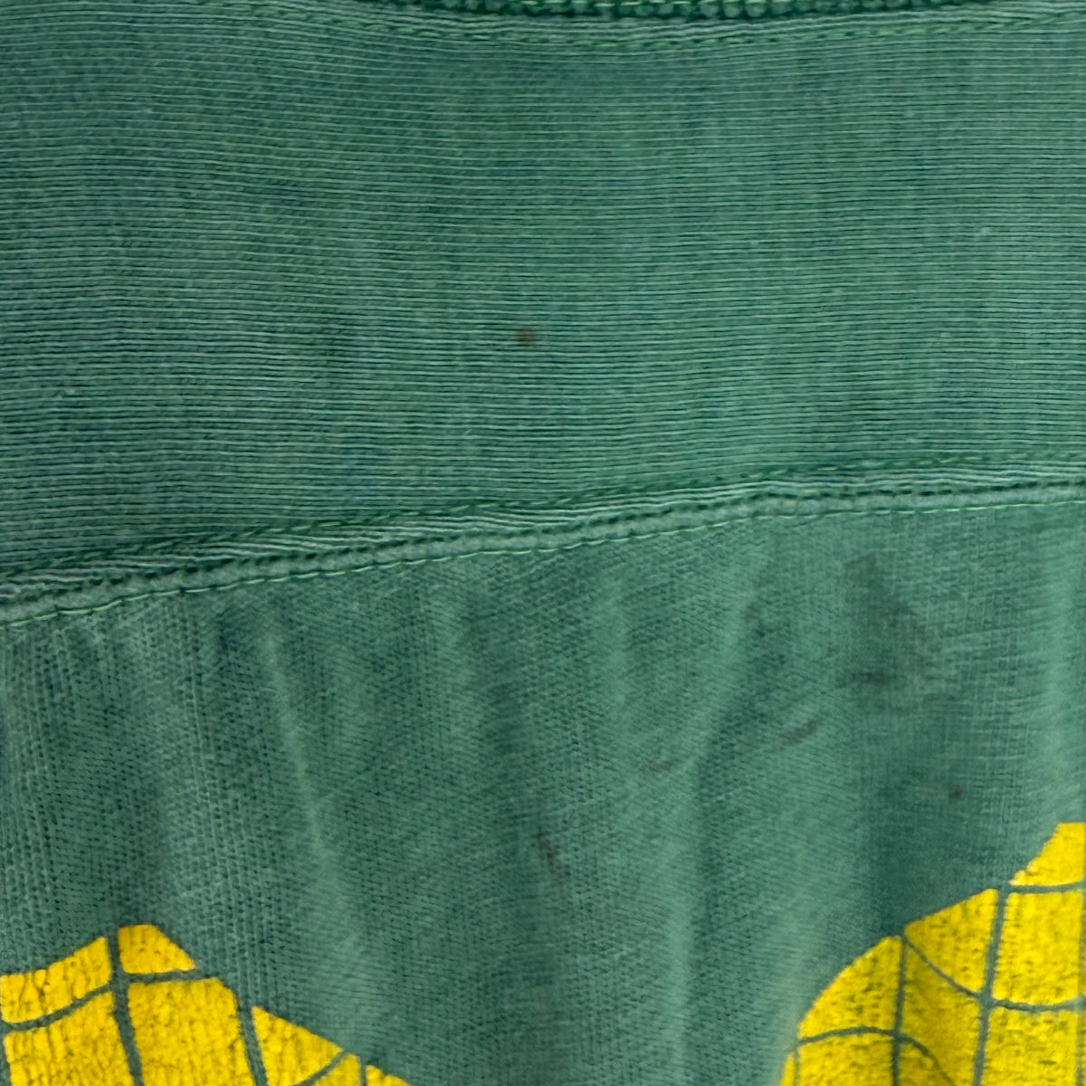 1950s Green Cotton Jersey T-Shirt, Large Yellow Grid Number 60, Champion Knitwear Size 42