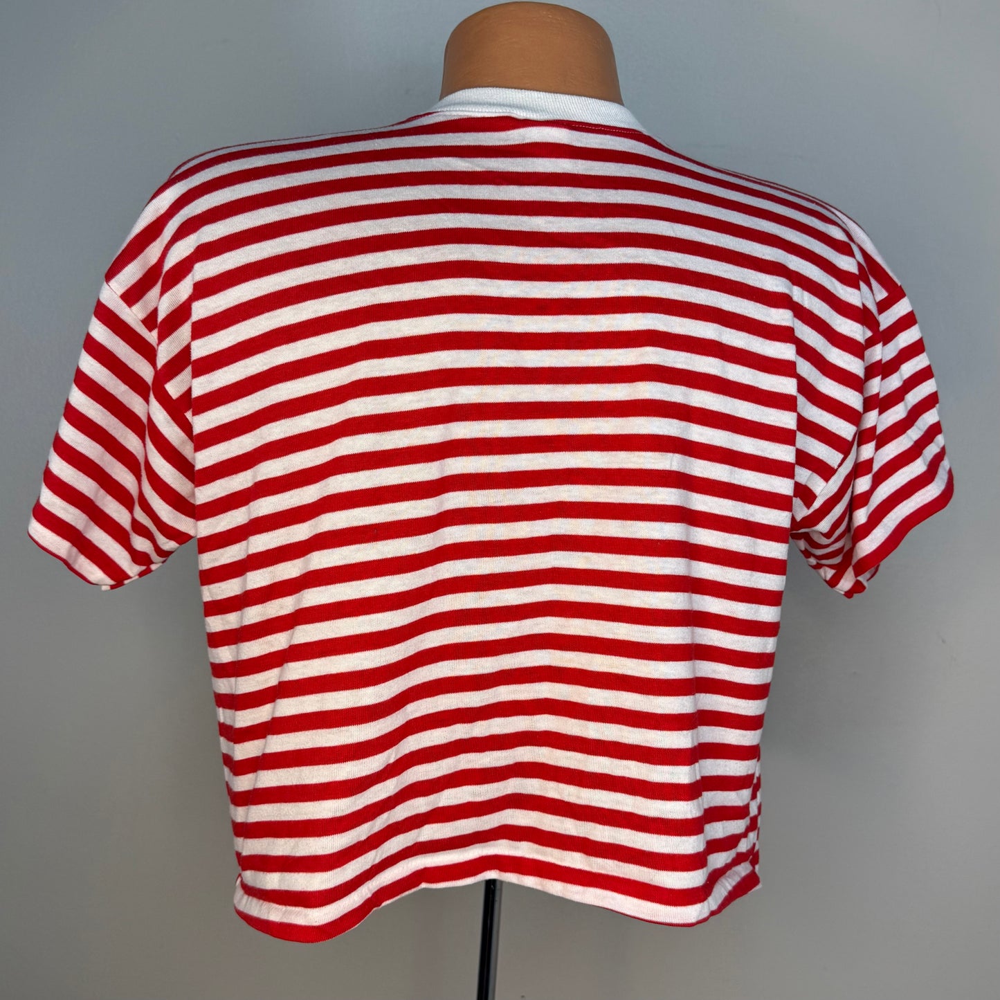 1980s/90s Georgia Bulldogs Striped Cropped T-Shirt, L.A. T Sportswear Size L/XL, University of Georgia
