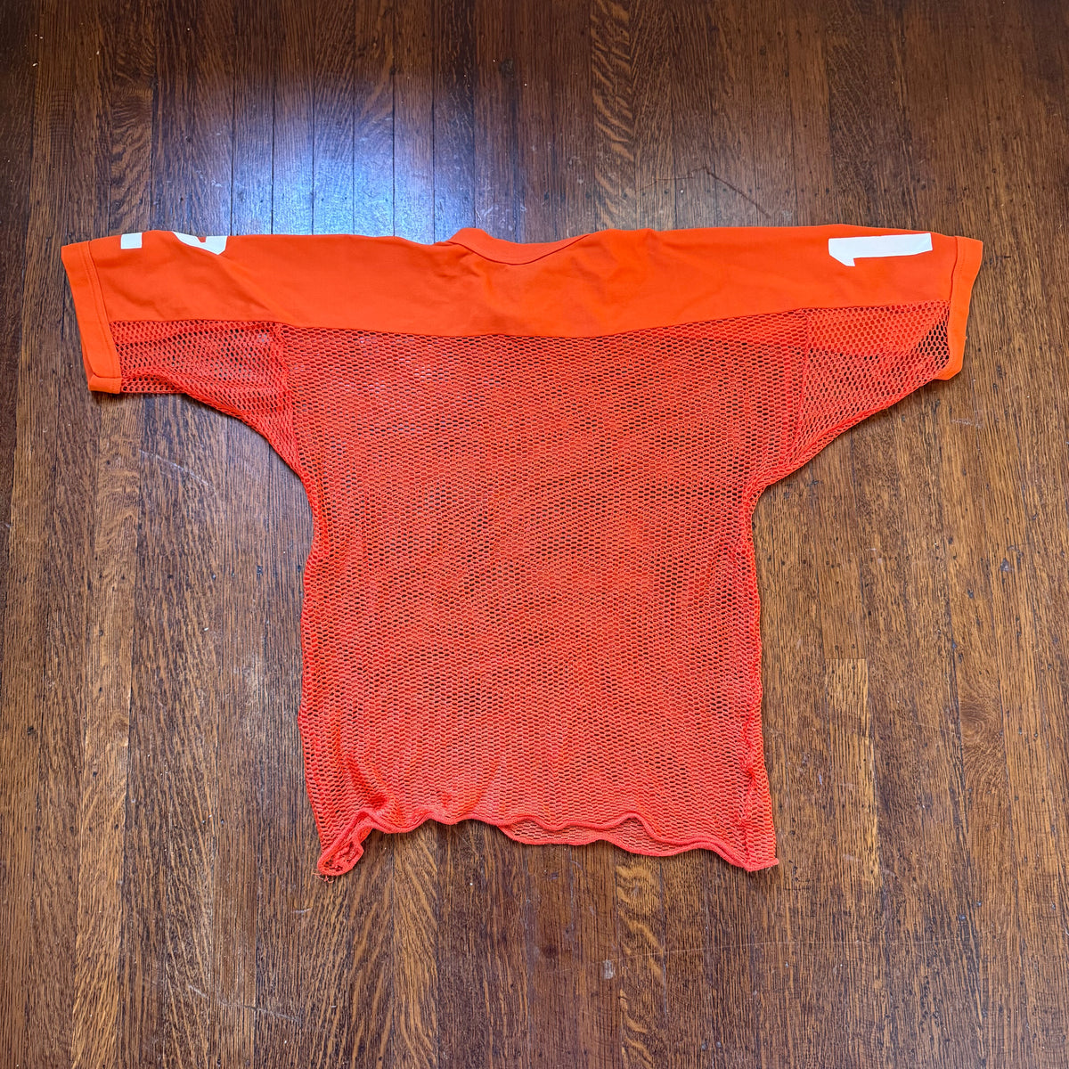 1970s Orange Open Mesh Practice Jersey, K-1 Size Small, No. 12