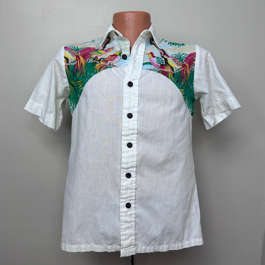 1970s Bird Print Short Sleeve Shirt, Kennington Ltd California Size Small