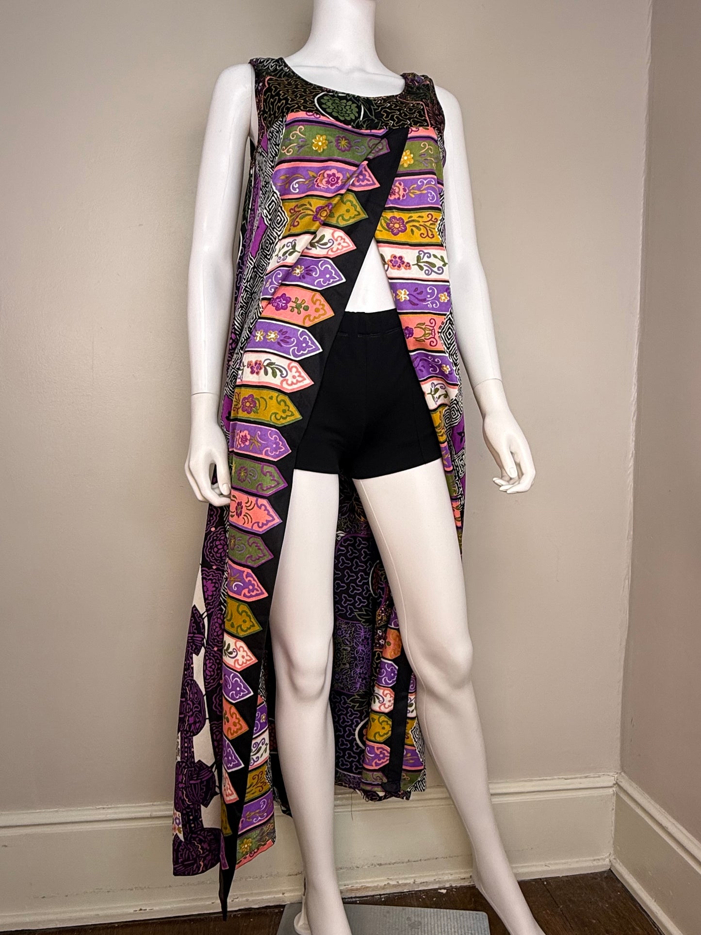 1960s Psychedelic Print Loungewear Dress, Hollywood Vassarette by Munsingwear Size Medium