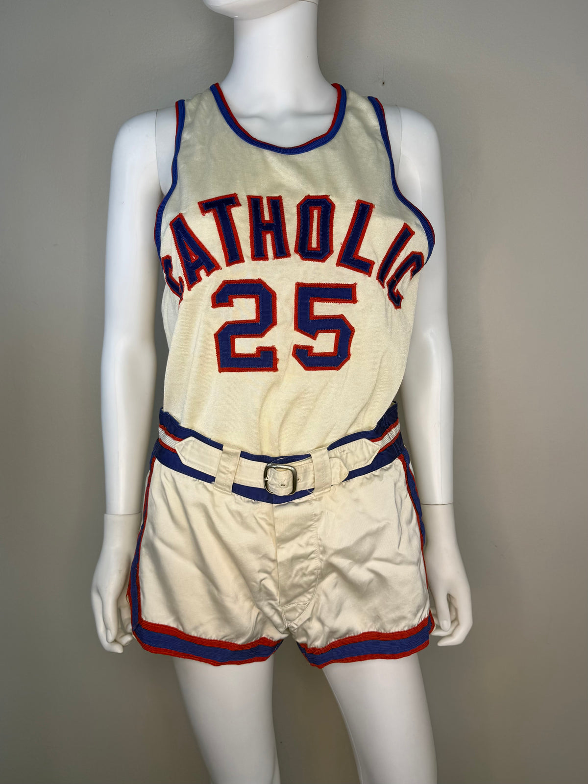 1960s Catholic Basketball Uniform, Jersey and Shorts, MacGregor Size Small, No 25