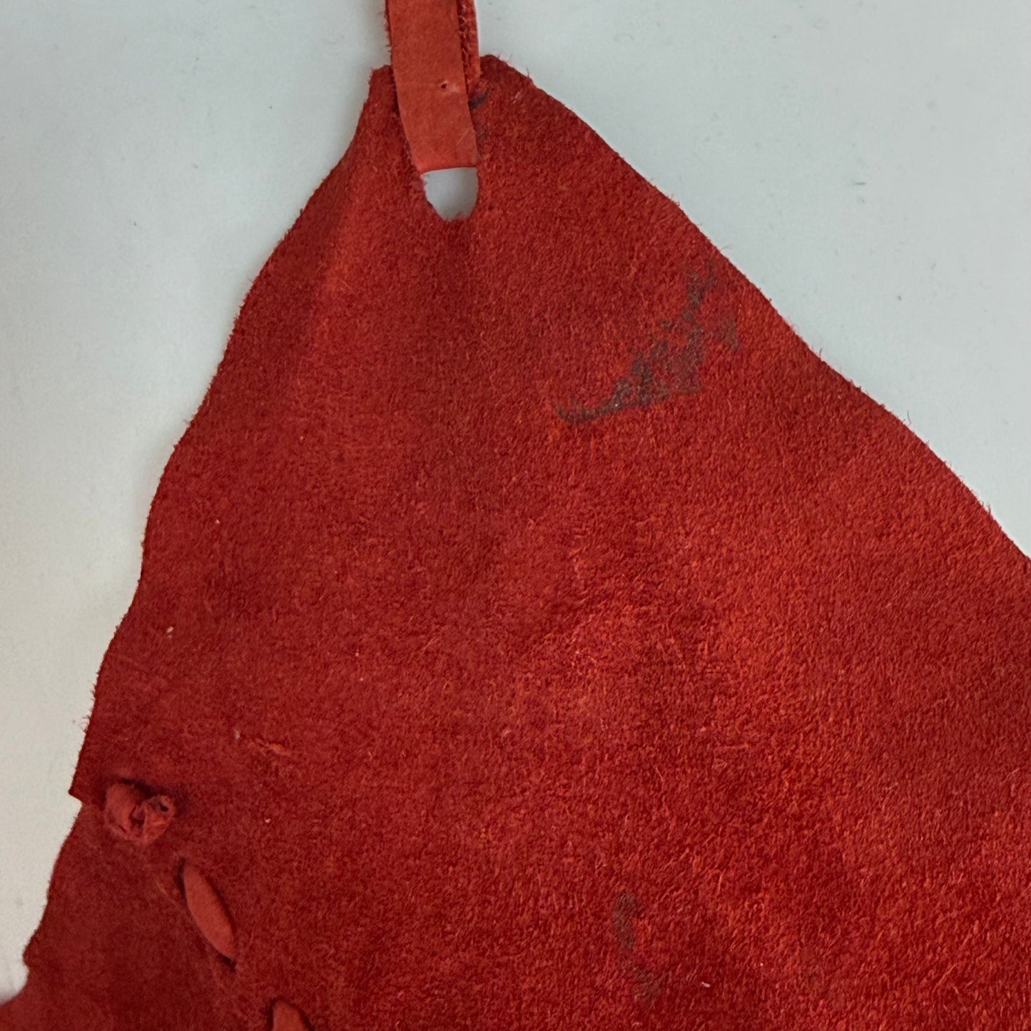 1970s Red Leather Halter Top with Fringe, Cropped, Lace Up Corset Bust, Open Back, Size XS/S