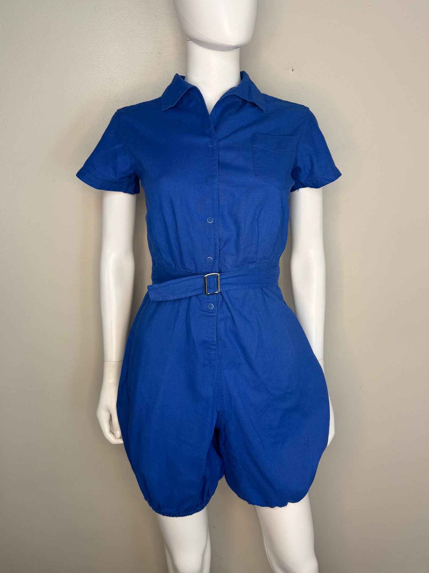 1950s Blue School Gym Uniform Romper, It’s A Moore Gym Suit Size Small