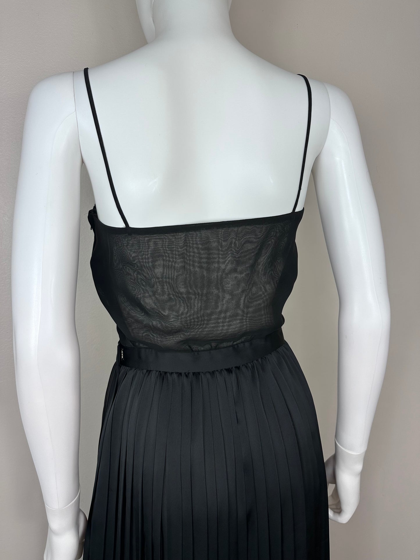 1980s Sheer Black Dress, Halston III Size XXS