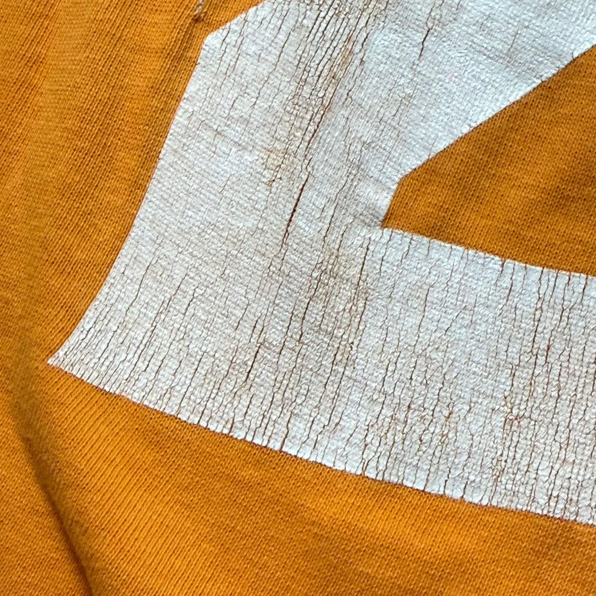 1960s Orange Cotton Jersey, Russell Athletic Size Large, No 22, Distressed