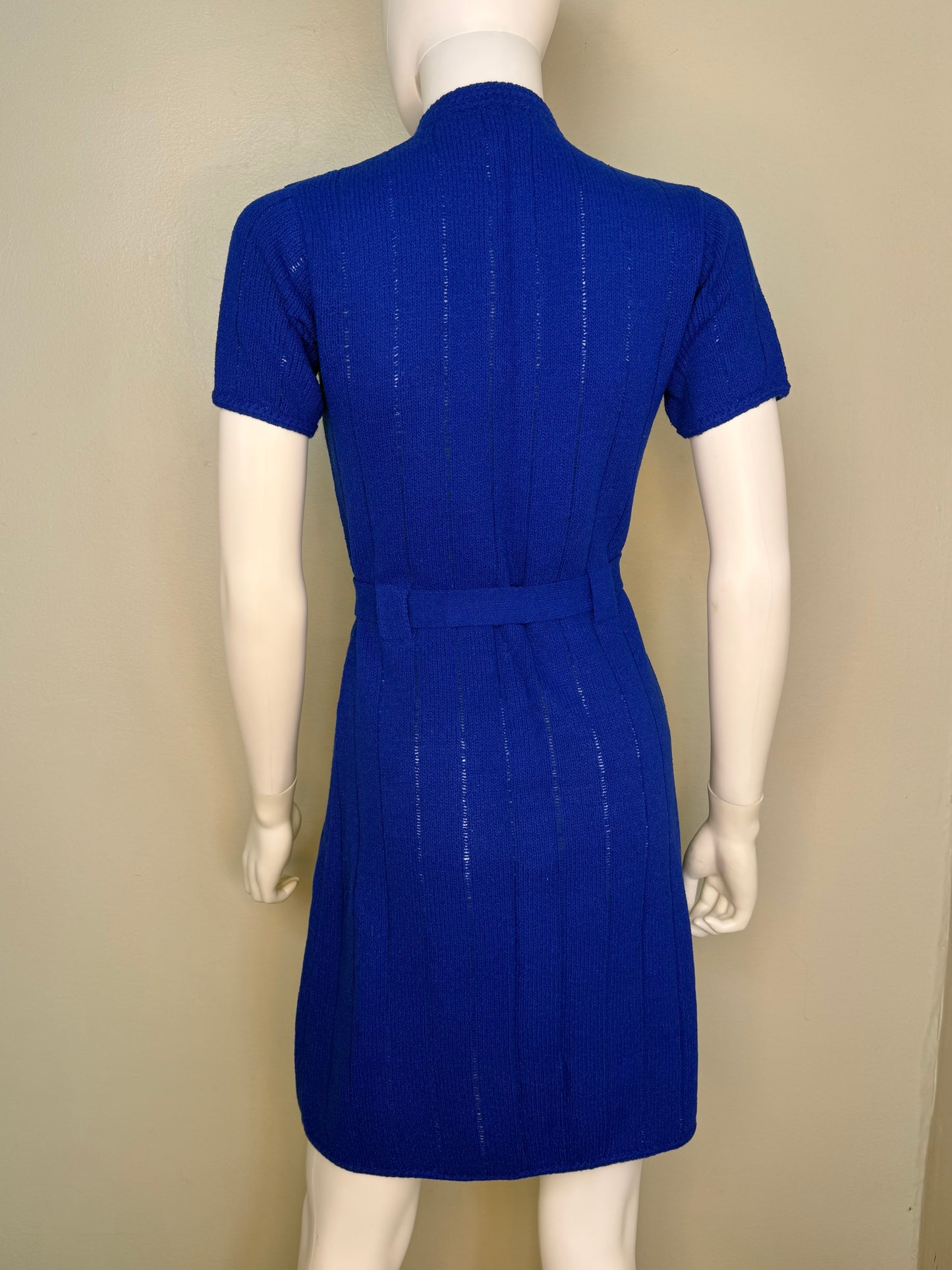 1960s/70s St John Knits Royal Blue Sweater Dress, Size Small