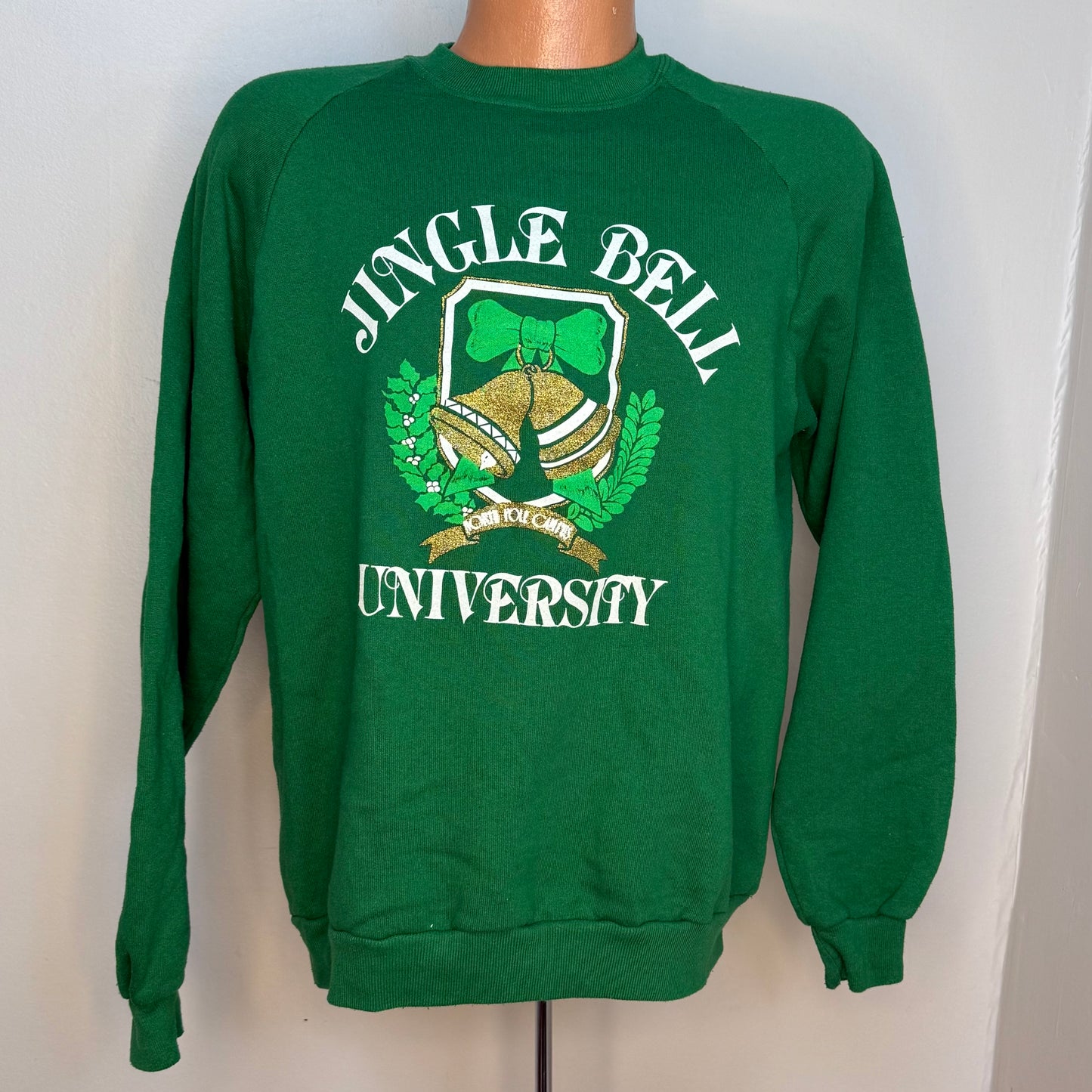 1980s Christmas Sweatshirt, Jingle Bell University, National Screenprint Size Large