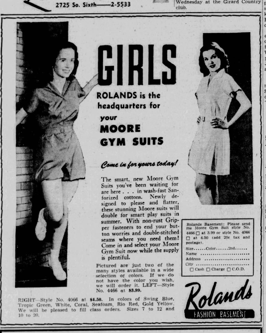 1950s Blue School Gym Uniform Romper, It’s A Moore Gym Suit Size Small