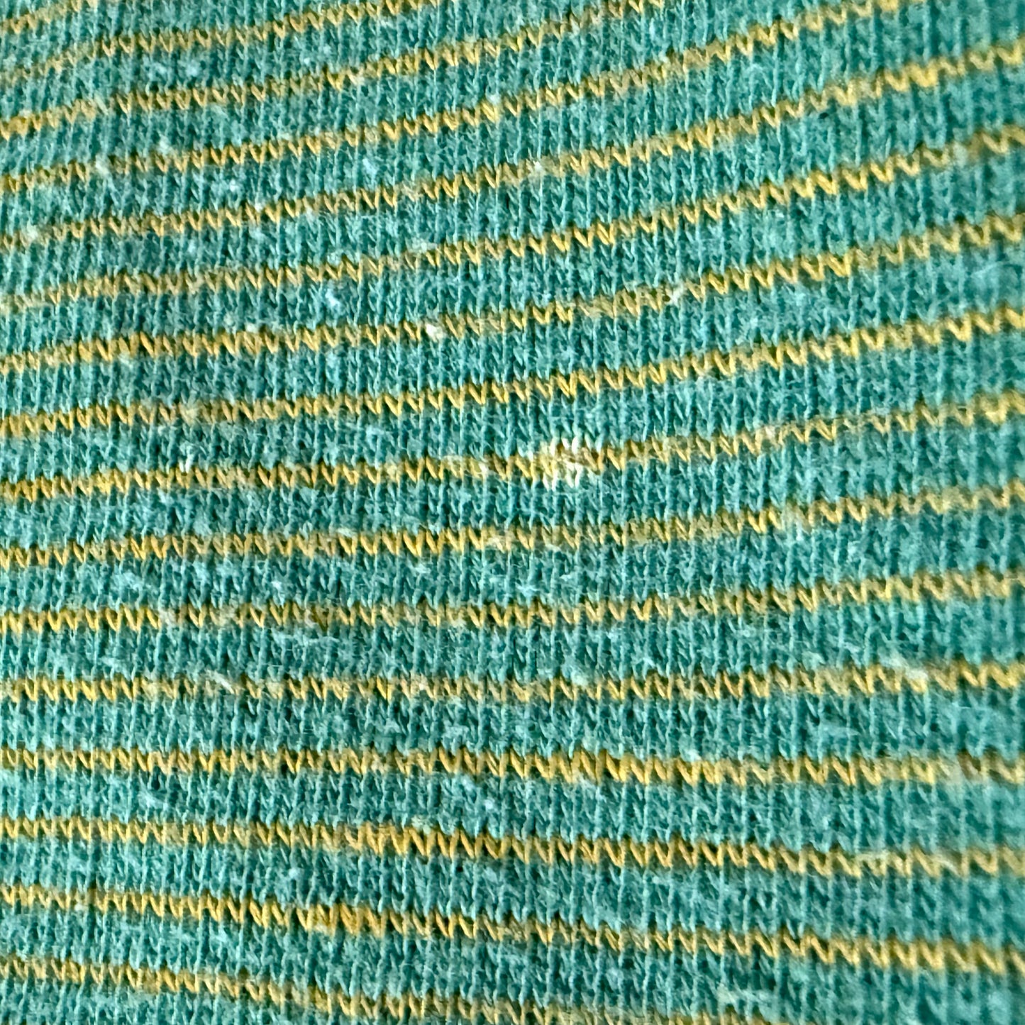 1960s Green and Yellow Micro Stripe Sweatshirt, Champion Size Medium, Running Man Tag, Mock Neck