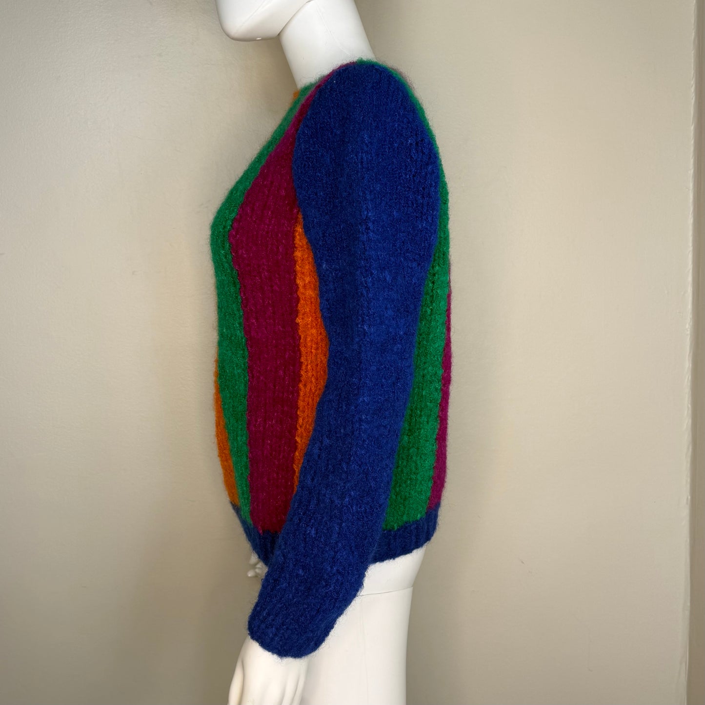 1960s Bright Stripe Sweater, Bamberger’s Size Medium, Boat Neck, Color Block