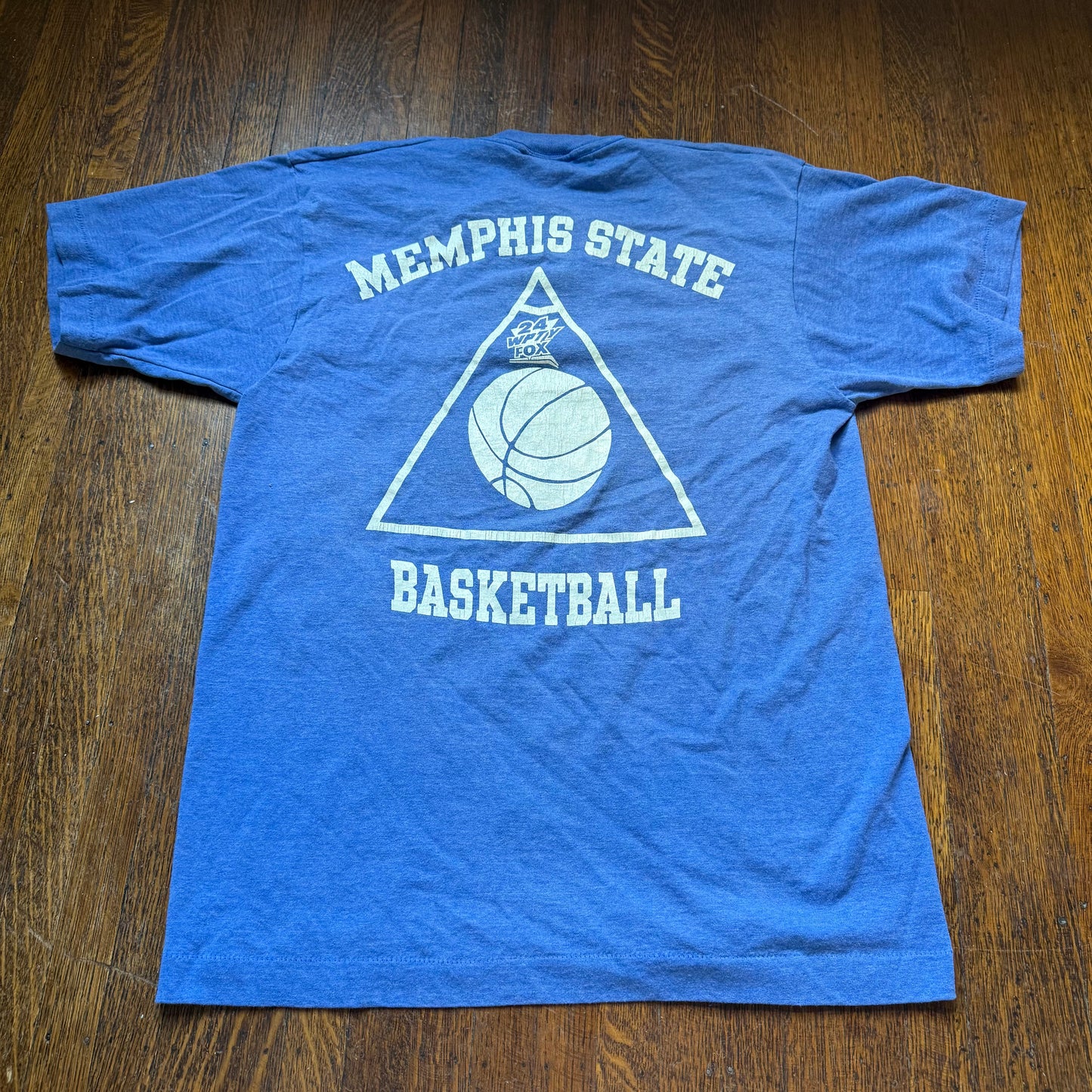 1990s Memphis State University Tomb of Doom T-Shirt, Basketball, Pyramid, Screen Stars Best Size Medium, 24 WPTY Fox