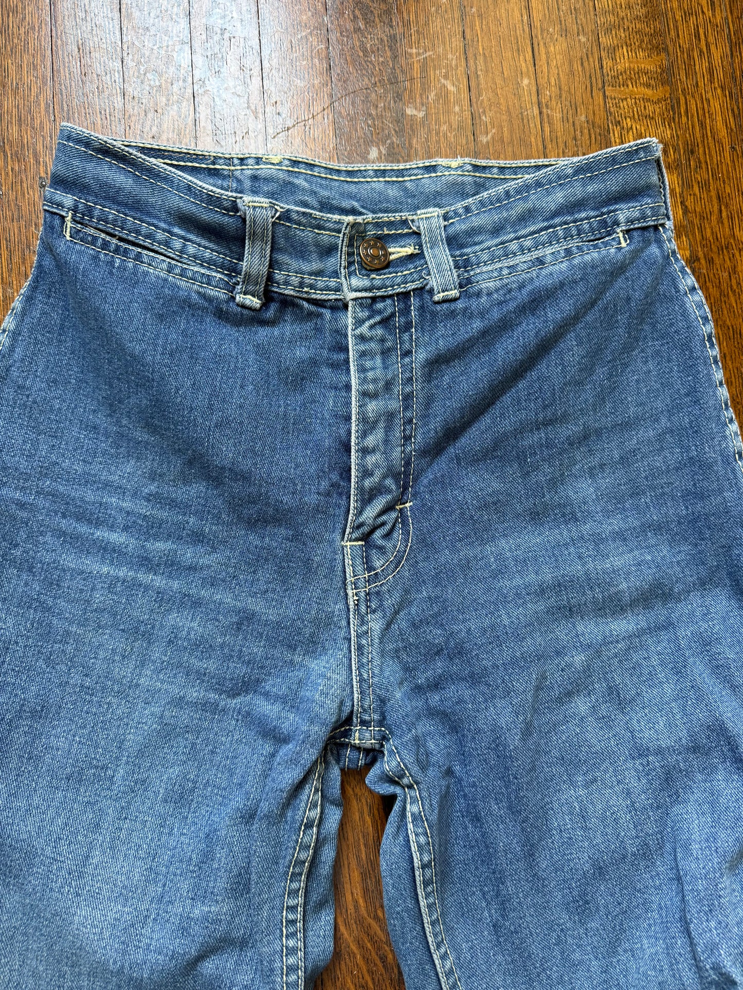 1970s Blue Jeans, High Rise, Straight Leg, Best Made Togs Size 0, 25.5"x30.25"