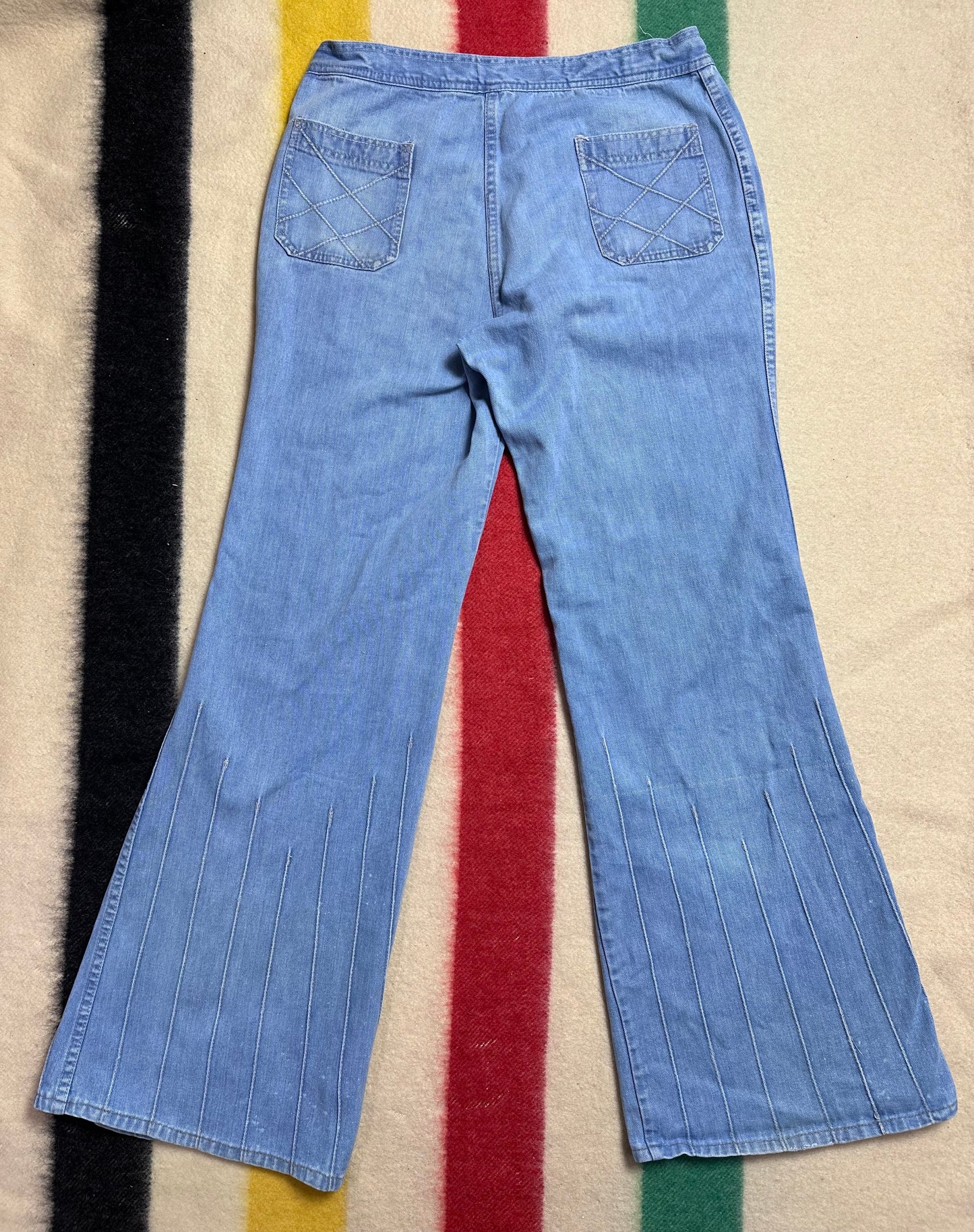 1970s Bell Bottom Jeans with Pintucks, Saturday’s Generation, 33.5"x33.25"