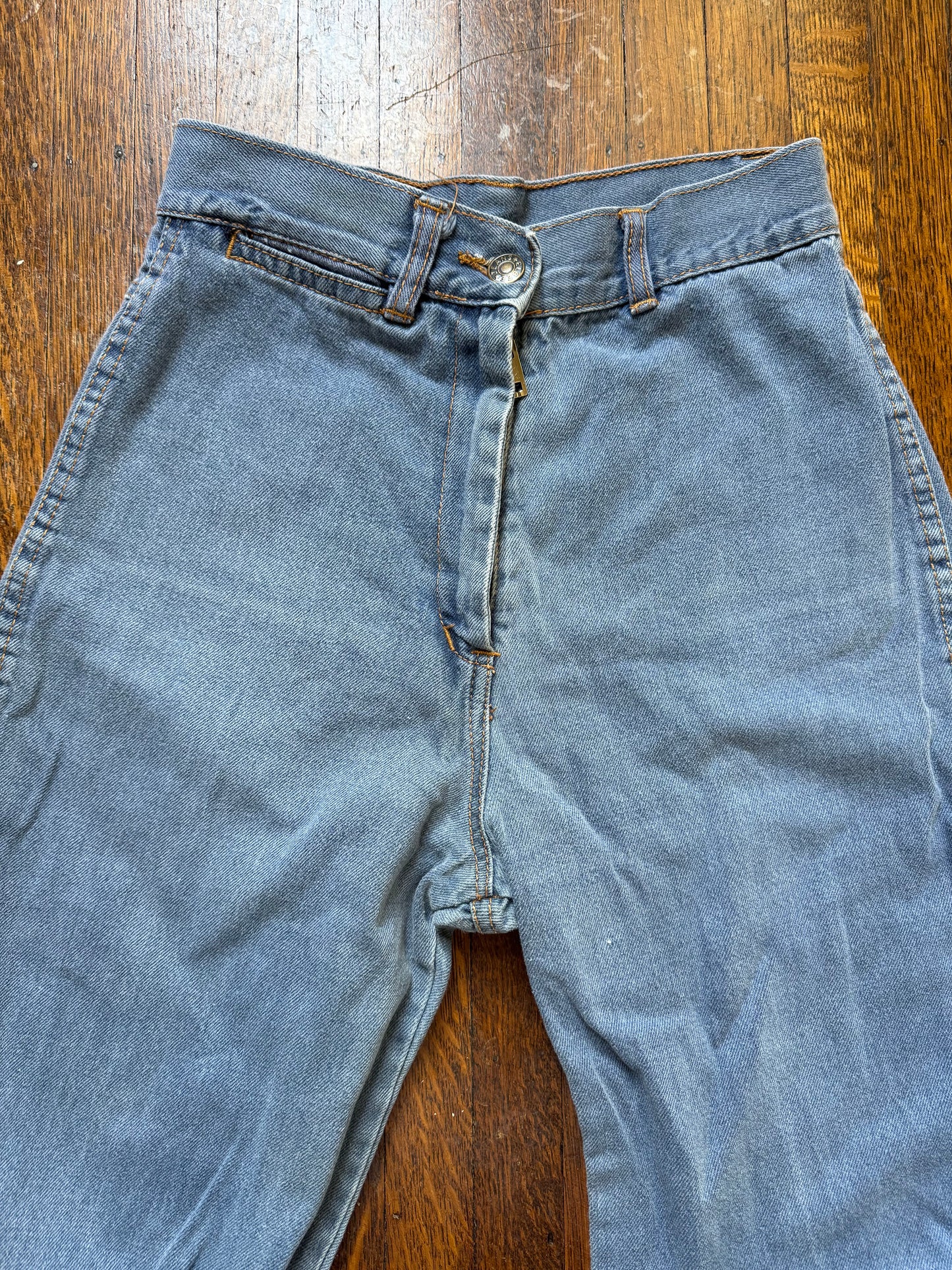 1970s/80s Blue Jeans, High Rise, Straight Leg, Elbee Size 0, 25"x30.5"
