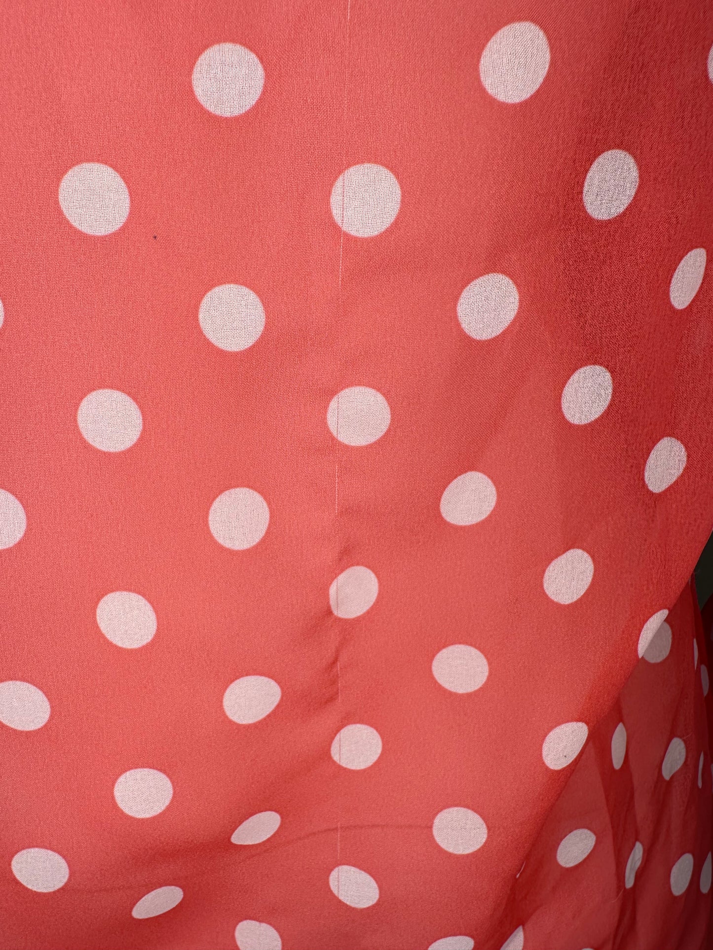 1970s Sheer Coral Polka Dot Blouse, Act III Size M/L, As-Is