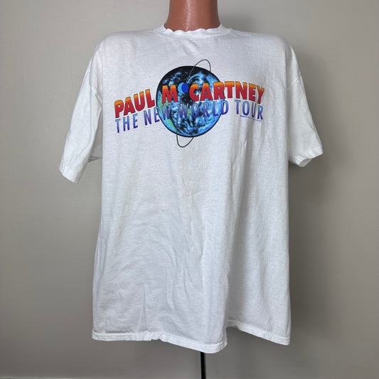 1993 Paul McCartney The New World Tour T-Shirt, Brockum Group Size XL, 1990s Concert Tee