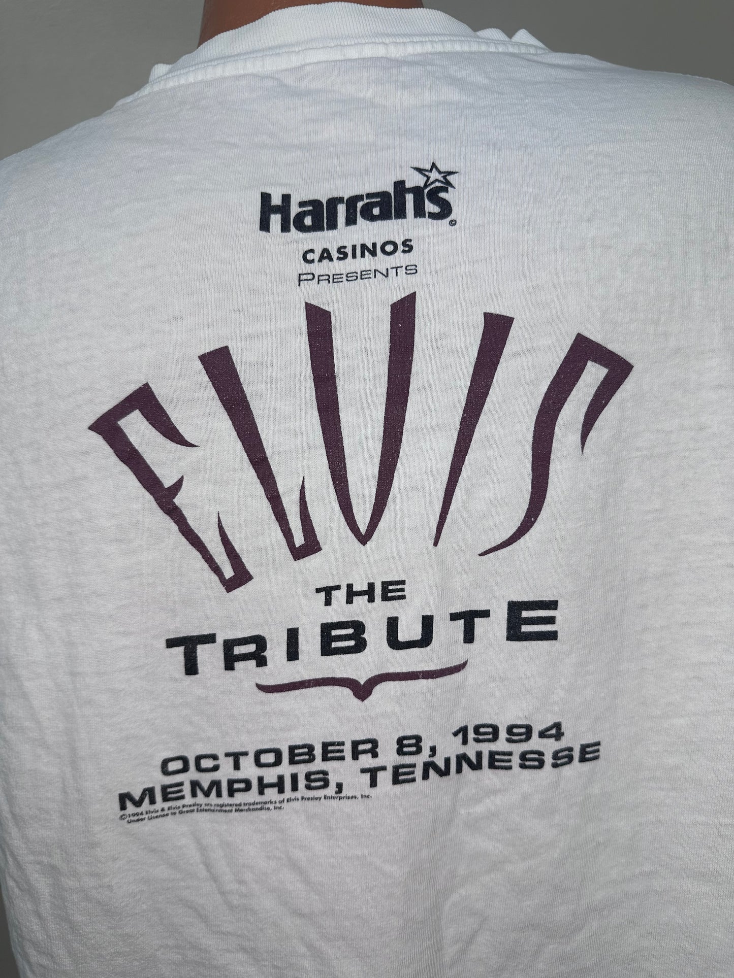 1990s Elvis The Tribute Concert T Shirt, GEM, 1994 Memphis, TN, Thin and Faded