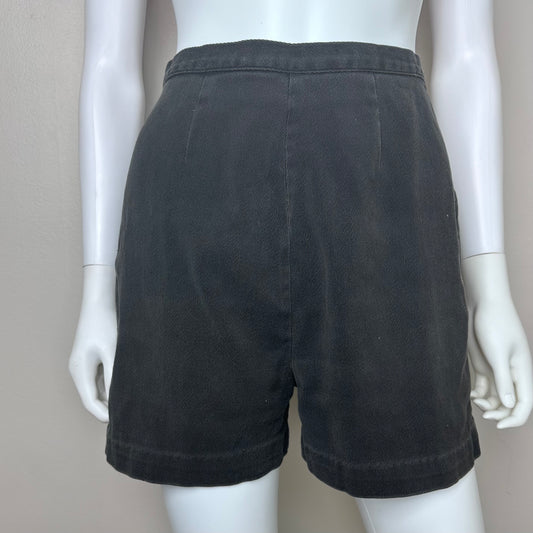 1950s Women’s Black Shorts, Catalina Play Abouts Size XS, High Rise, Back Zip, Faded