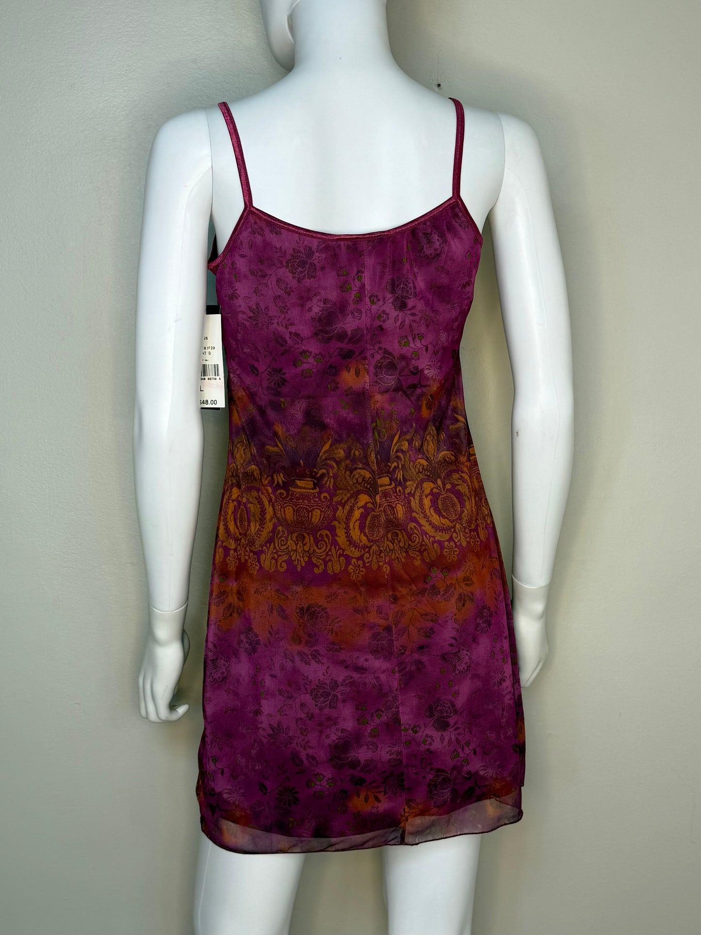 1990s/Y2K Burgundy Knit Mesh Sleeveless Mini Dress, Byer Too Size Small/Medium