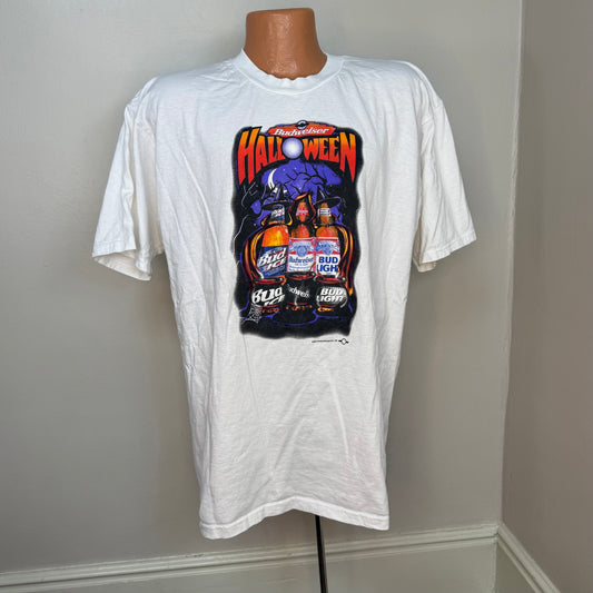1990s Budweiser Halloween T-Shirt, Bud Light Ice Beer Promo, Gildan Size XL