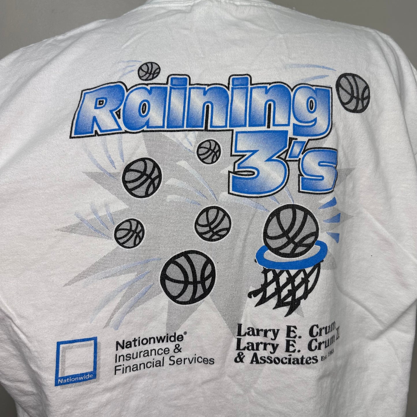 2003-2004 Memphis Basketball Raining 3’s T-Shirt, Hanes Size XL, University of Memphis Tigers