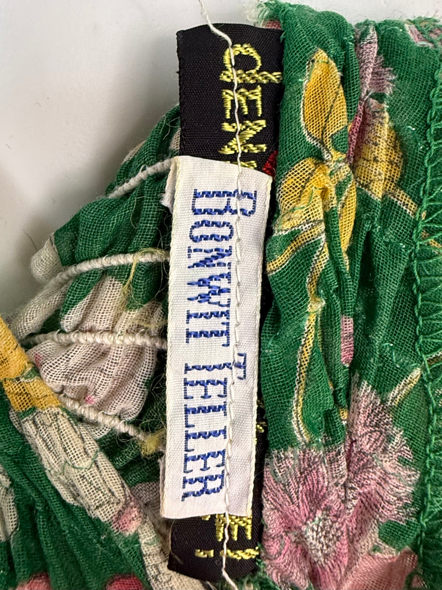 1970s Green Floral Maxi Dress, Denise Are There! Bonwit Teller, Size XS-Small Tall