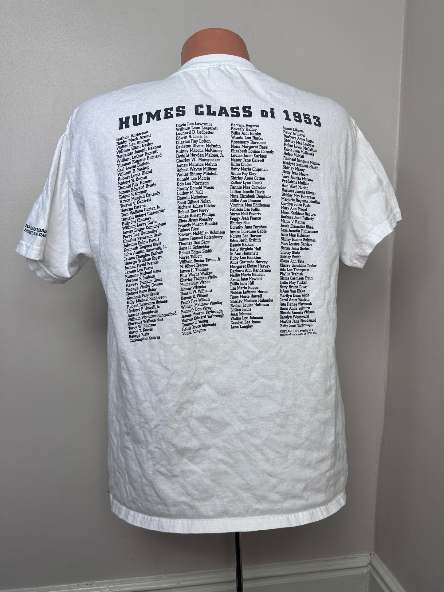 2003 Humes 53 Revisited T-Shirt, Size Large, Elvis Presley High School 1953 Class Reunion