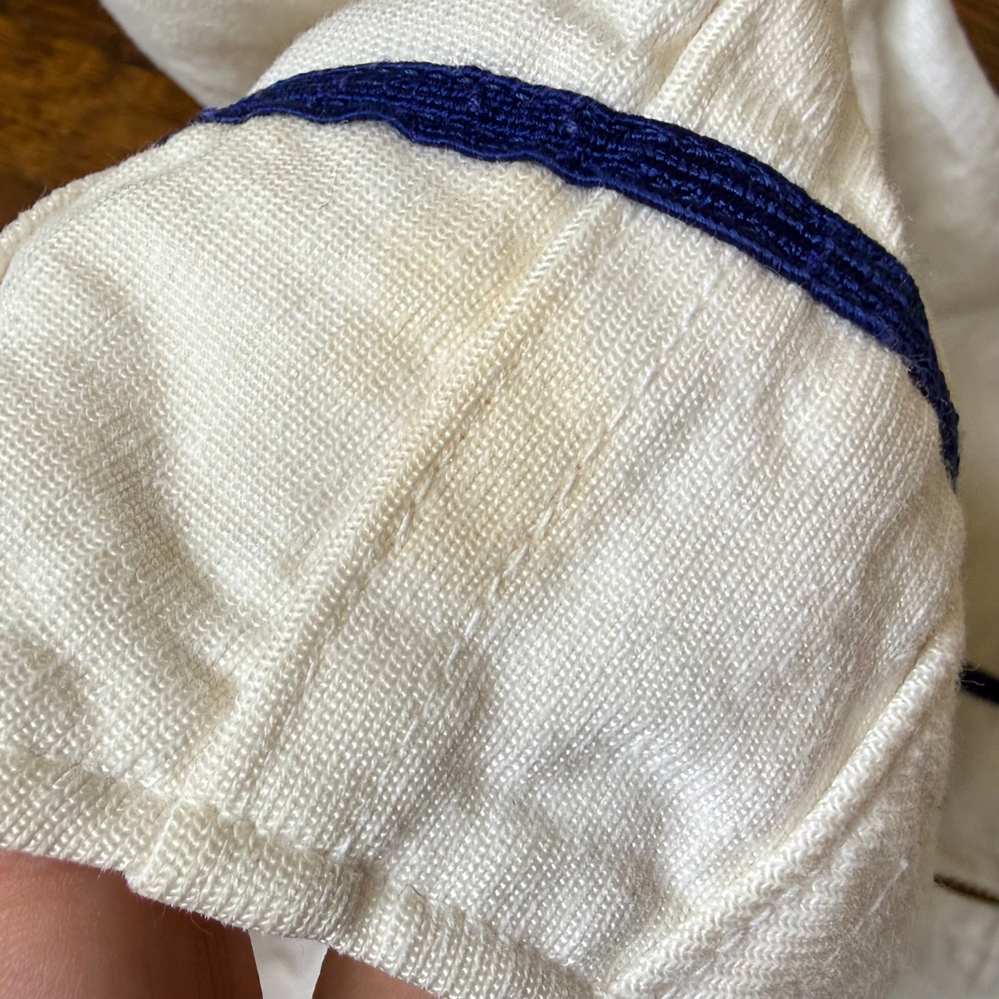 1950s Baseball Jersey, Zip Up Shirt, Russell Southern Co Size Small, Blank White with Blue Trim