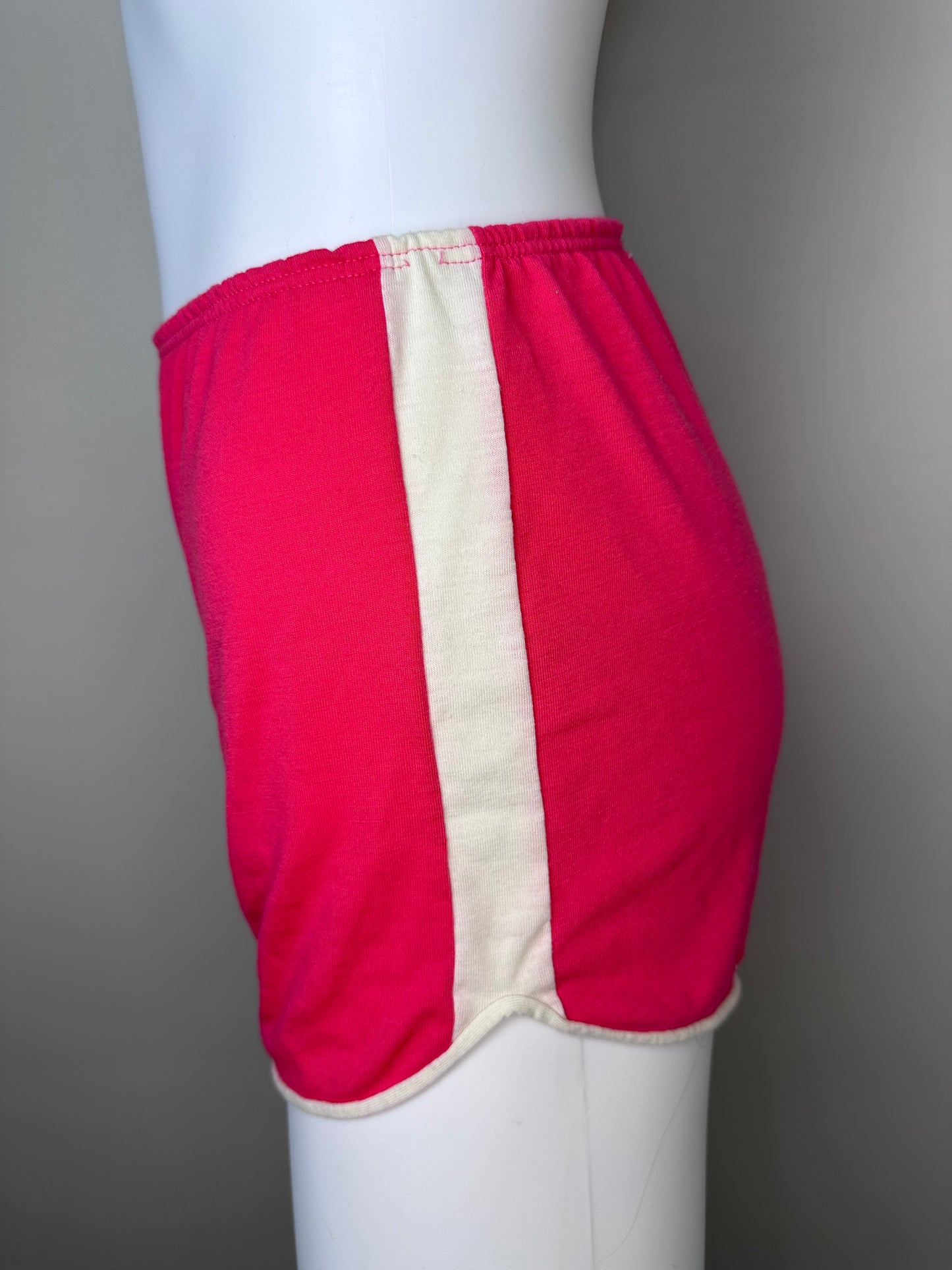 1970s/80s Bright Pink Knit Peplum Top and Shorts Set, Kayser Size XS