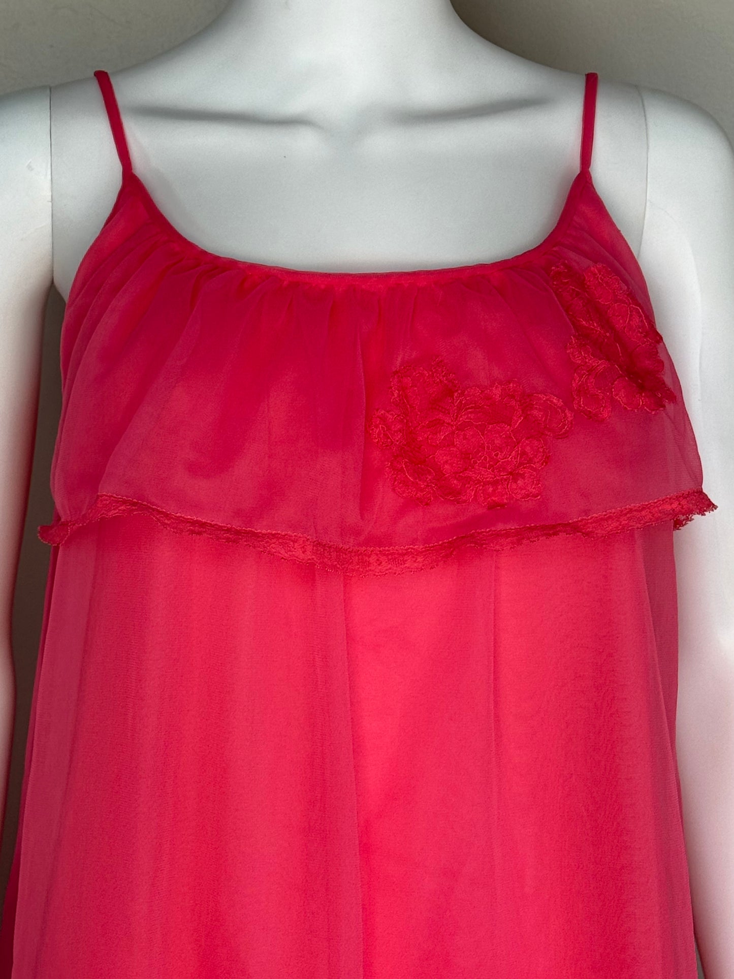 1960s Hot Pink Nightgown, Sears Roebuck and Co Size Small-Medium
