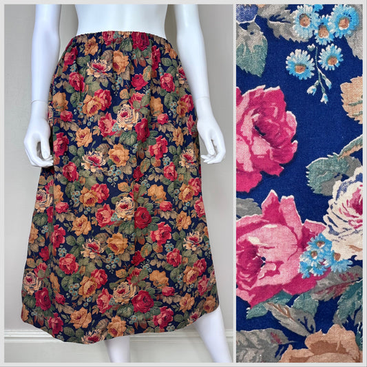 1980s/90s Plus Size Floral Skirt, Handmade Size 2X/3X/4X, 41-60" waist