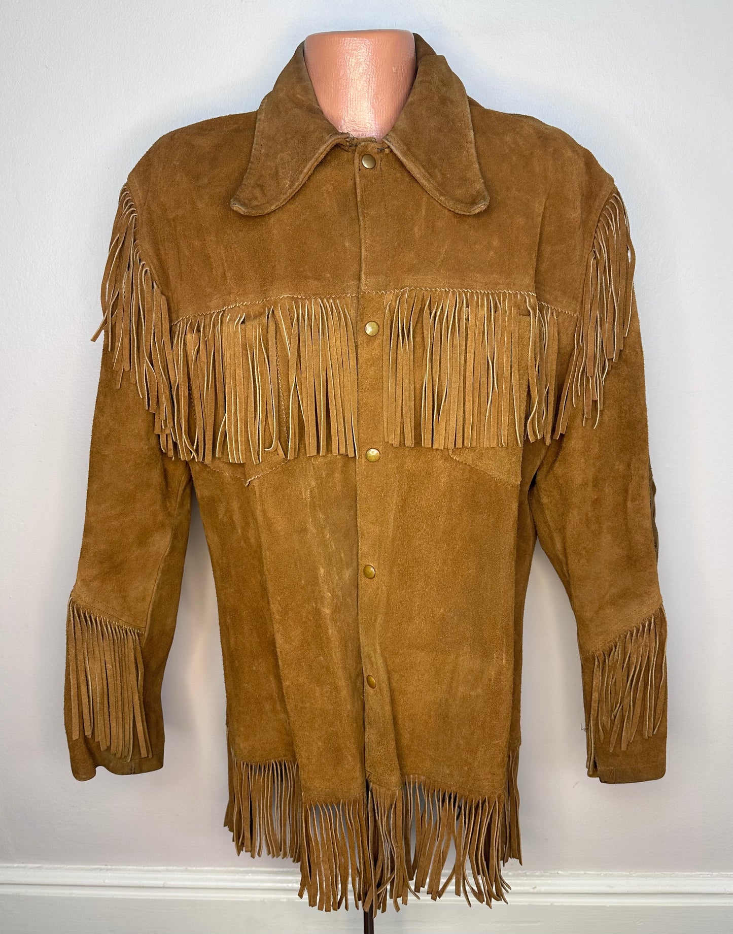 1960s/70s Brown Leather Jacket with Fringe, Sportswear Styled by National Shirt Shops