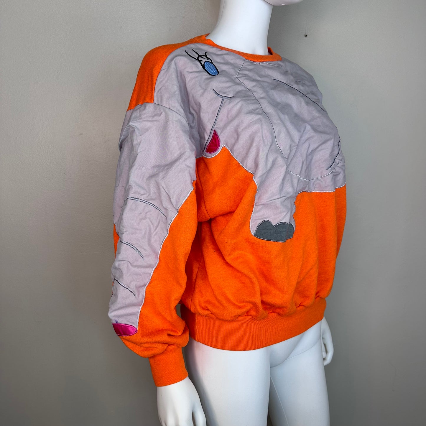 1980s Orange Elephant Sweatshirt, Gregory! Size Medium, Appliqué