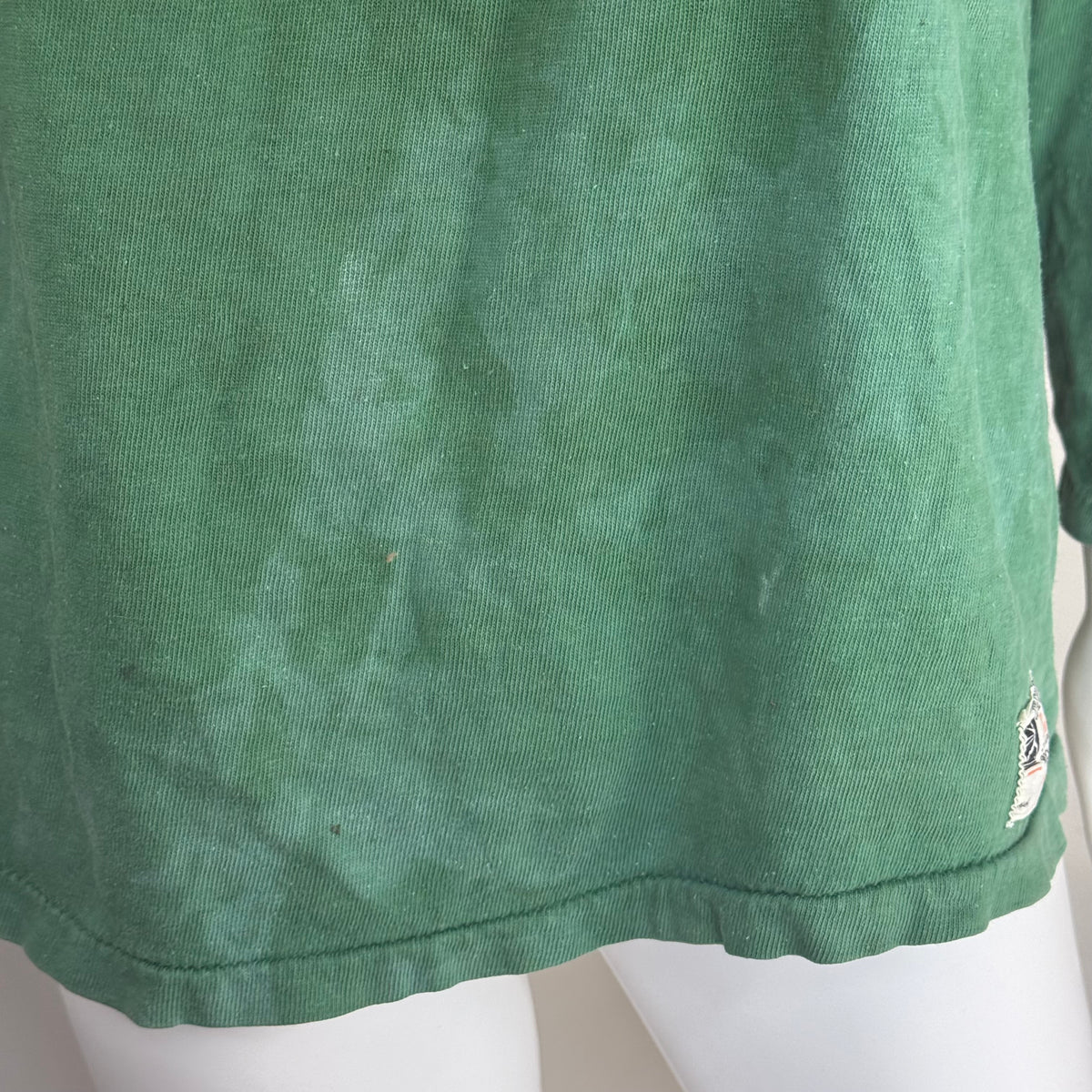 1940s Green Cotton Jersey T-Shirt, Central High Memphis AA, Champion Knitwear Company Running Man Size Medium, Distressed